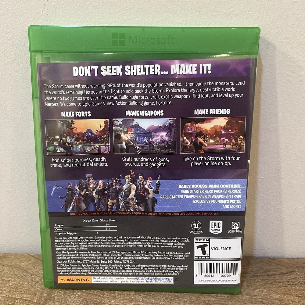 Fortnite Xbox One 2017 Original Physical Copy Purple Disc Case Artwork No Codes